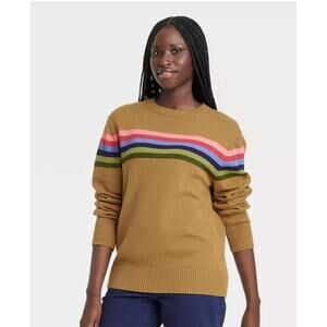 NWT Women's Striped Houston White Sweater Target Trendy Preppy Medium